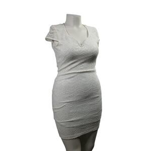 White Gold Glitter Chevron Lace Backless Mini Dress L